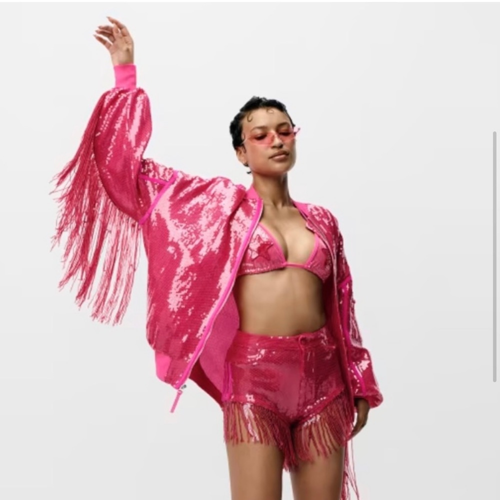 Ivy Park x Adidas Oversized fringe sequin bomber